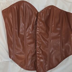 Brown Faux Leather Corset